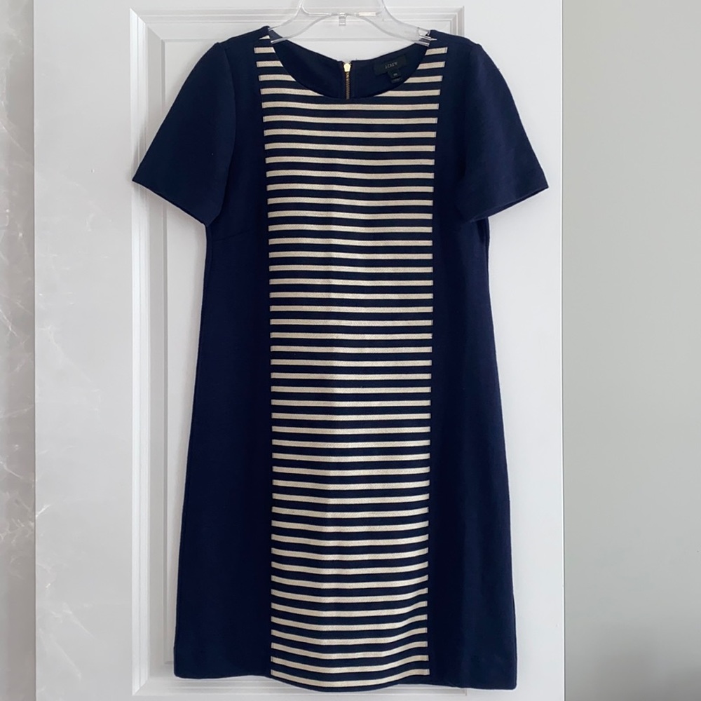 J. Crew Navy & Cream knit sheath dress